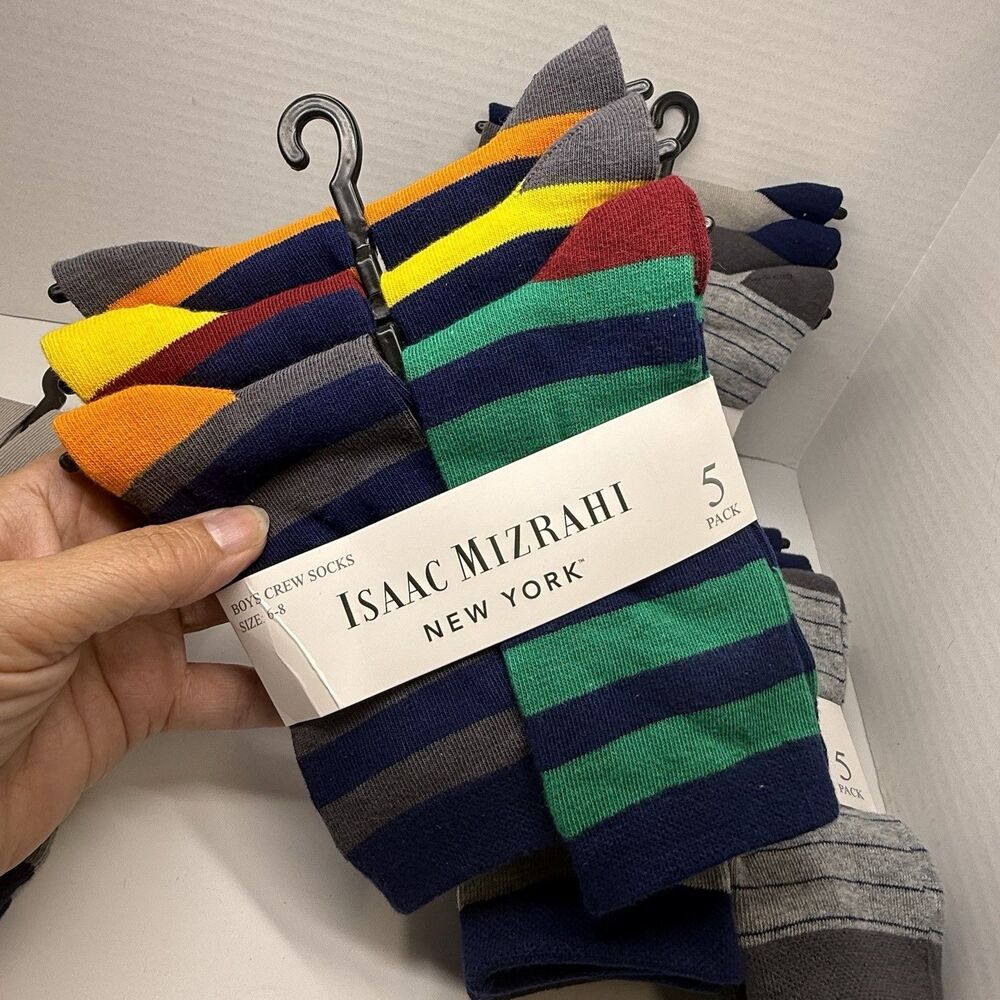 Isaac Mizrahi New York 5 Pack Boys Crew Socks Sz 6-8 Bundle Lot Of 4 Packs New - Picture 3 of 6